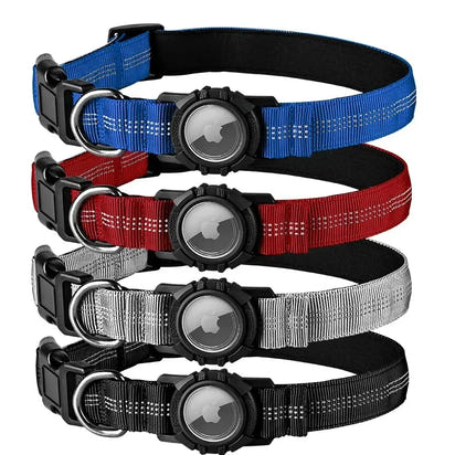 Dog Collar Reflective Waterproof Transparent Cover Airtag Locator Anti-Loss Pet Collar