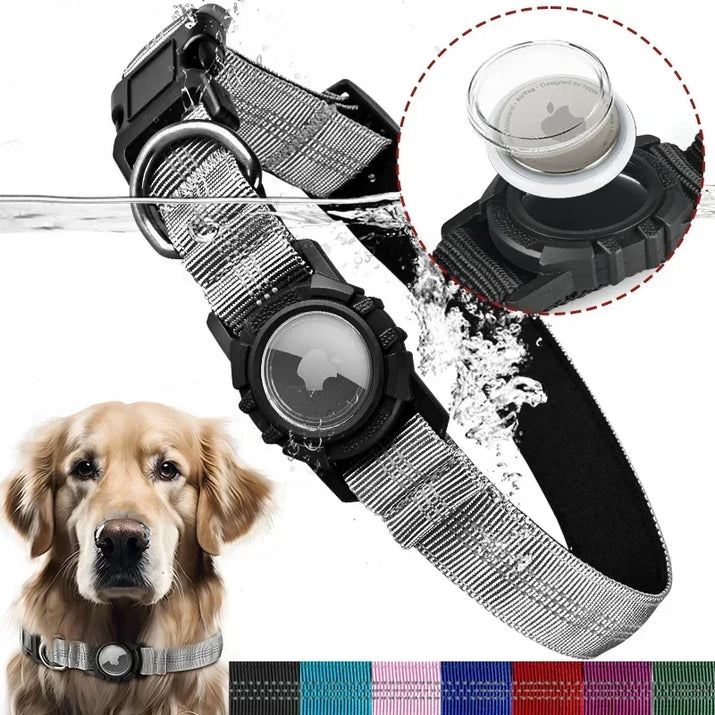 Dog Collar Reflective Waterproof Transparent Cover Airtag Locator Anti-Loss Pet Collar