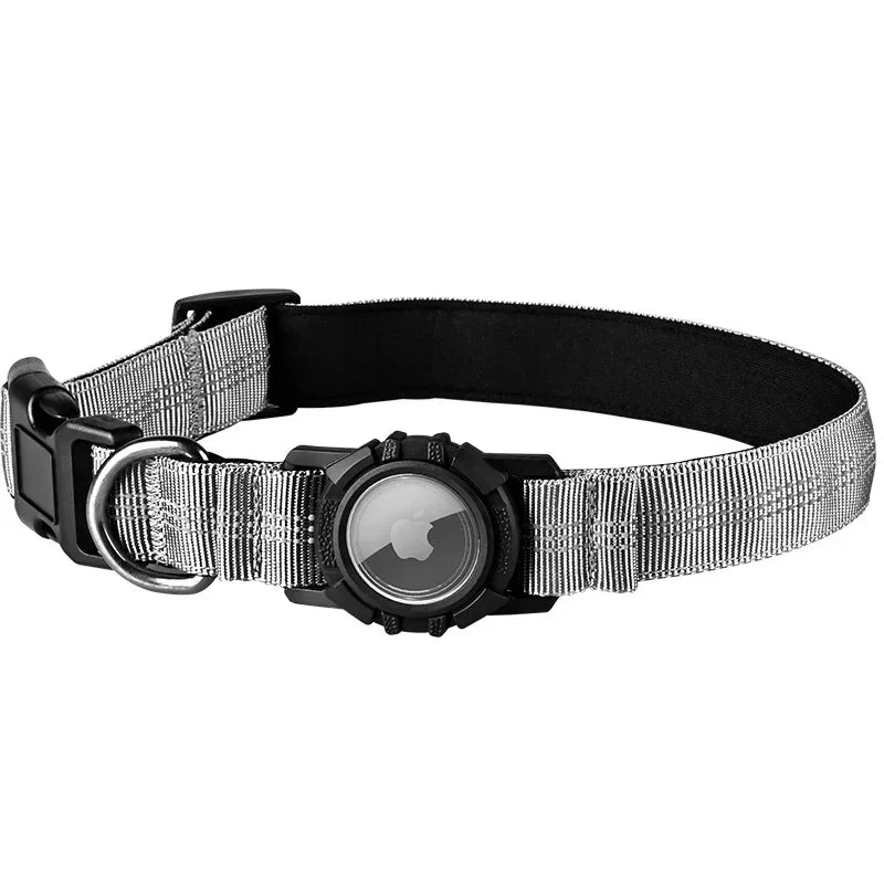 Dog Collar Reflective Waterproof Transparent Cover Airtag Locator Anti-Loss Pet Collar